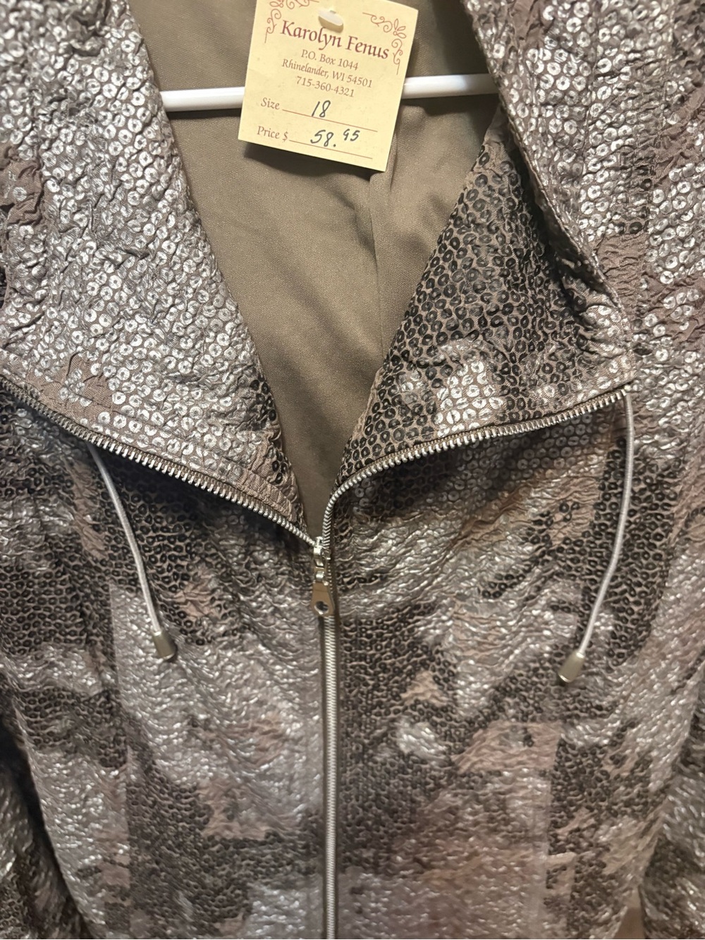 Ruby Rd. Gray Patterned Lightweight Bomber Jacket - Picture 10 of 10